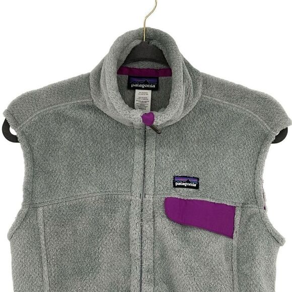 Patagonia Full Zip Vest Gray Purple Trim Womens Large - Picture 4 of 9
